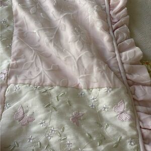 Pink and Cream Embroidered Quilt Wendy Bellissimo crib bedding